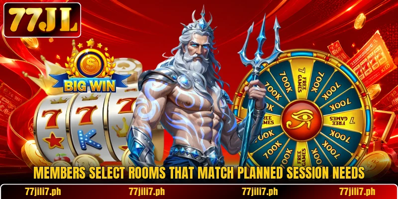 Members select rooms that match planned session needs