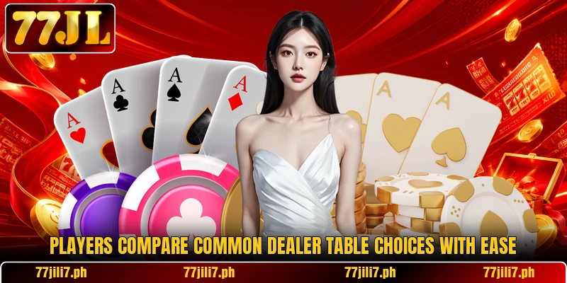 Players compare common dealer table choices with ease