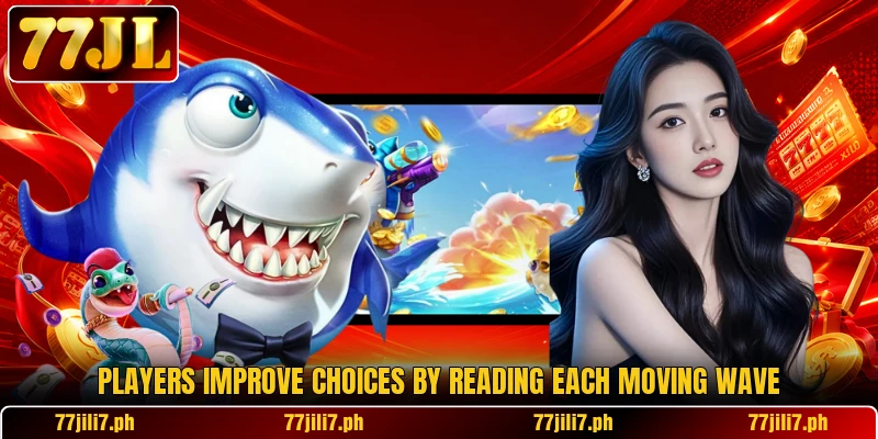 Players improve choices by reading each moving wave